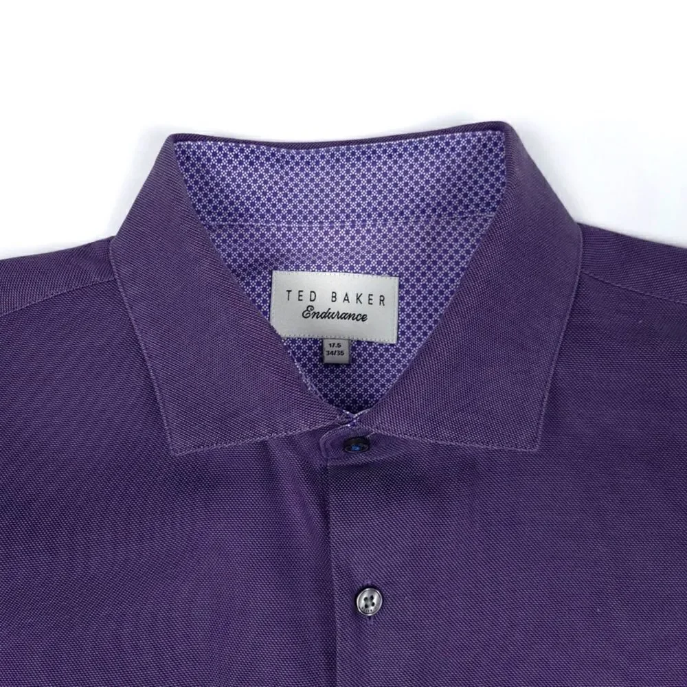 TED BAKER Endurance Long Sleeve Button Down Dress Shirt Dusty Purple Mens 17.5